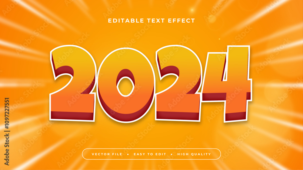 Fototapeta premium Orange and White 2024 3d Editable Text Effect - Font Style