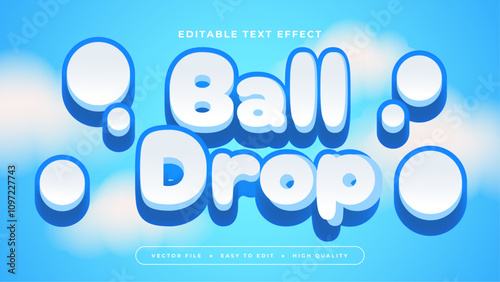 Blue and White Ball Drop 3d Editable Text Effect - Font Style