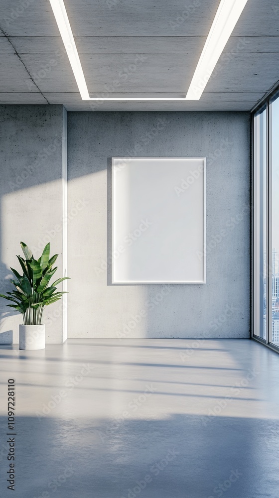 Modern empty blank interior office room for work Mockup FrameMinimalistic concrete coworking office Modern empty blank interior office room for work Mockup FrameMinimalistic concrete coworking office