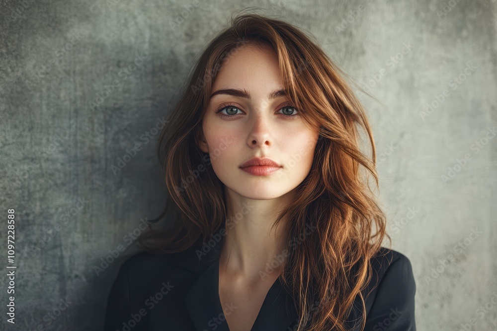 Attractive young focused businesswoman dressed in Attractive young focused businesswoman dressed in