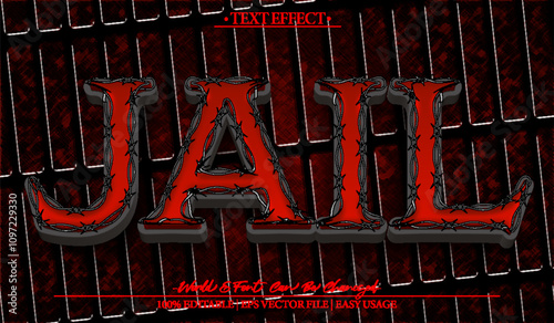 Jail Vector Text Effect Editable Alphabet Criminal Cell Judgment