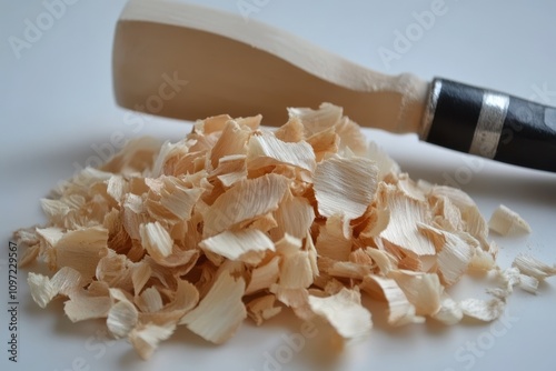 carpenter s chisel for wood shavings photo