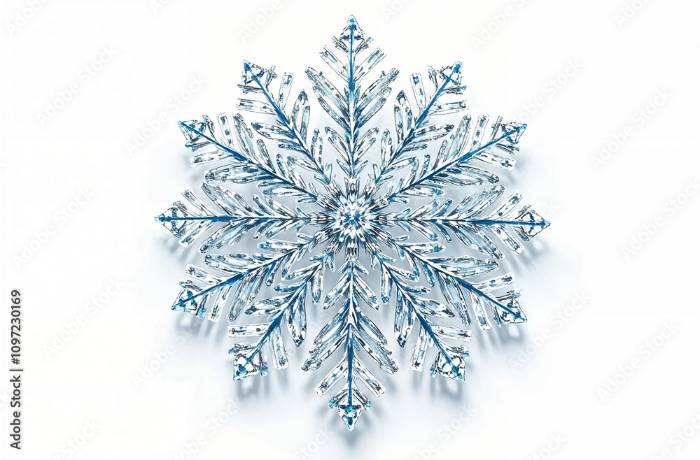 Detailed snowflake with intricate patterns captured against a plain background showcasing its unique structure Detailed snowflake with intricate patterns captured against a plain background showcasing its unique structure