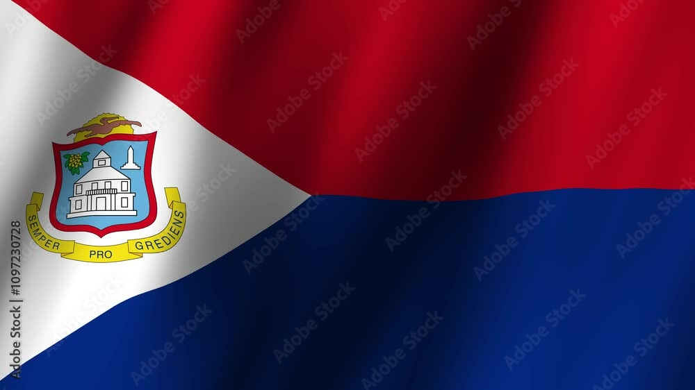 Animated Flag of Sint Maarten 4k video Animated Flag of Sint Maarten 4k video