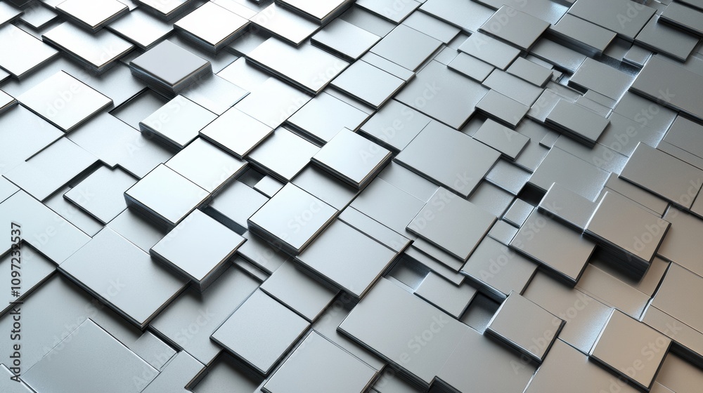 Abstract geometric pattern with overlapping metallic squares, AI Abstract geometric pattern with overlapping metallic squares, AI