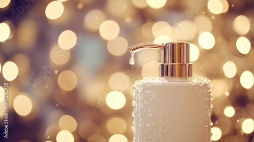 Elegant liquid soap dispenser with sparkling background lights