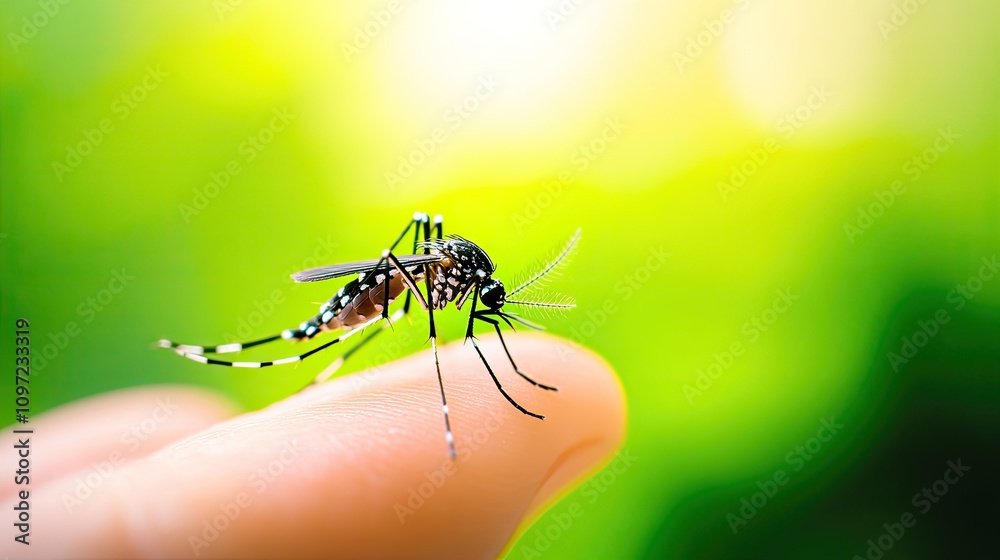 custom made wallpaper toronto digitalClose-up of a Mosquito Perched on a Human Finger in Natural Light