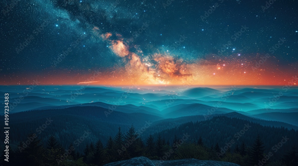 Fototapeta premium Milky Way Over Mountains