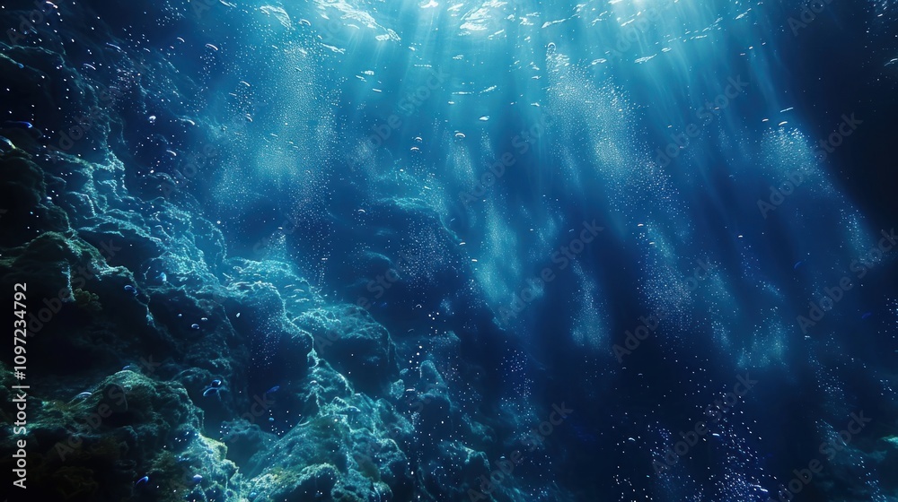 Sunlight Rays Illuminating Underwater Scene Sunlight Rays Illuminating Underwater Scene