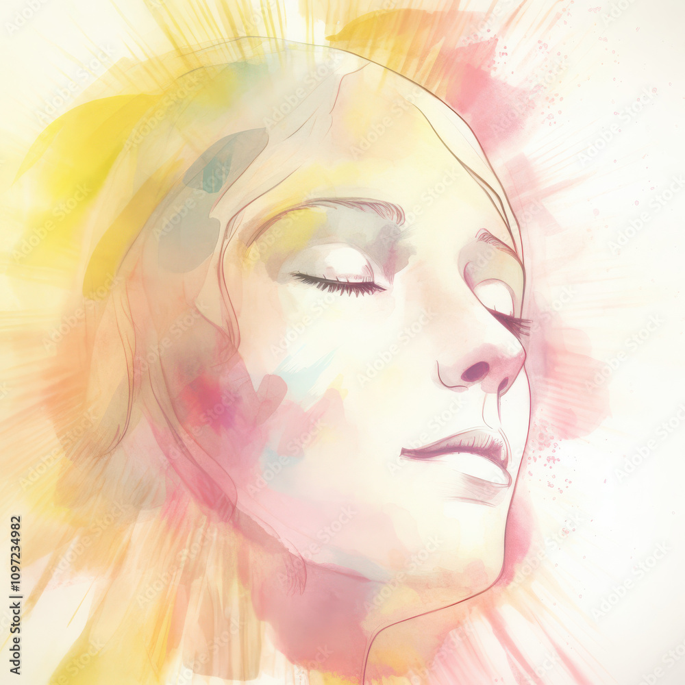 Abstract pastel portrait of a serene woman's face Abstract pastel portrait of a serene woman's face