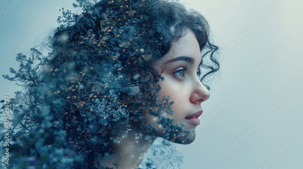 A Woman's Portrait, Blending With Nature's Essence A Woman's Portrait, Blending With Nature's Essence
