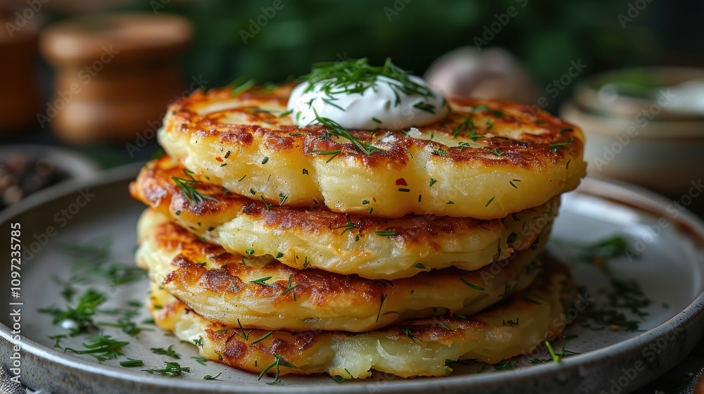 Delicious Potato Pancakes with Sour Cream and Dill Delicious Potato Pancakes with Sour Cream and Dill