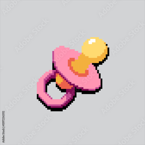 Pixel art illustration Baby Pacifier. Pixelated Baby Toys. Baby Pacifier Toy Icon pixelated for the pixel art game and icon for website and video game. old school retro.