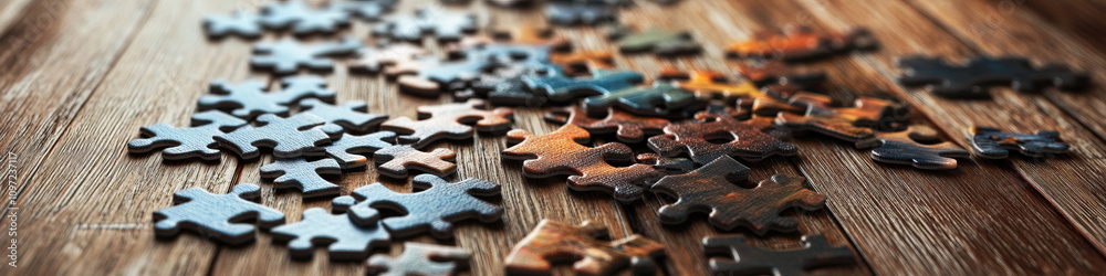 © Lila Patel - A jigsaw puzzle lays scattered on the wooden floor, revealing a single missing piece in its center. © Lila Patel - A jigsaw puzzle lays scattered on the wooden floor, revealing a single missing piece in its center.