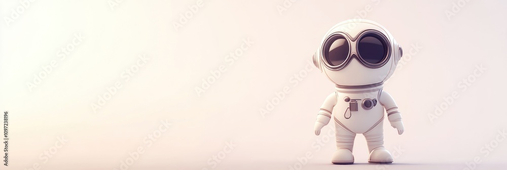 A cute, stylized astronaut figure stands against a soft gradient background. A cute, stylized astronaut figure stands against a soft gradient background.