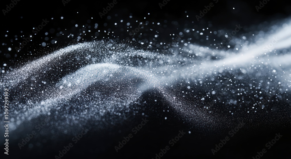Obraz premium Sparkling winter snow swirling gently in the air, creating a magical and serene atmosphere under soft lighting