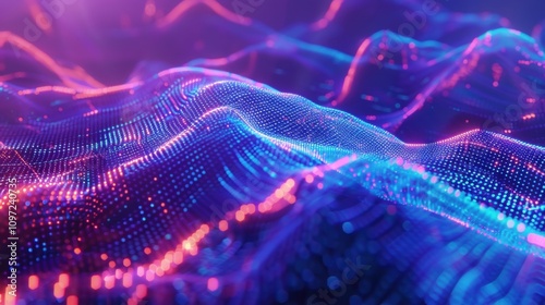 Futuristic neon light beams in vibrant blue and pink, creating an abstract technology-inspired background.