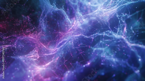 Futuristic neon light beams in vibrant blue and pink, creating an abstract technology-inspired background.