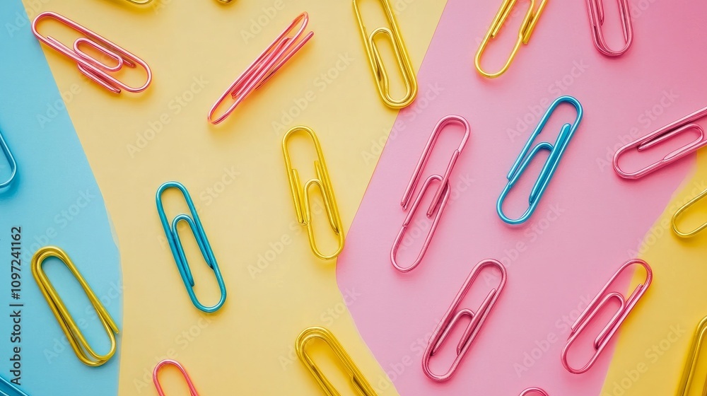 A collection of colorful paper clips A collection of colorful paper clips