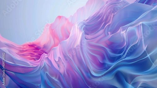 Wavy, silky texture in iridescent pastel shades of purple, blue, and pink, creating a fluid, elegant abstract pattern.