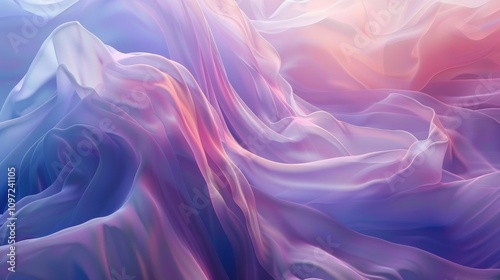 Wavy, silky texture in iridescent pastel shades of purple, blue, and pink, creating a fluid, elegant abstract pattern.