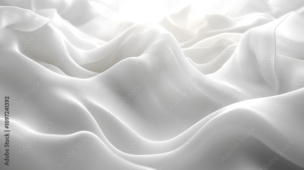 Obraz premium Abstract white fabric waves: soft textures and