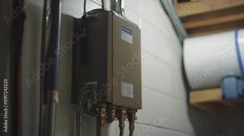 Modern Tankless Water Heater Installed in Basement for Efficient Heating