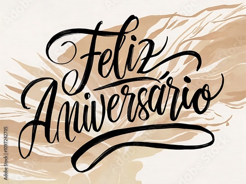 Feliz Aniversario brush stroke