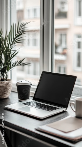 Wallpaper Mural Wooden office desk setup Torontodigital.ca