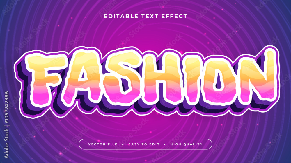 Purple Violet Pink and Yellow Fashion 3d Editable Text Effect - Font Style