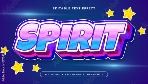 White Pink and Blue Spirit 3d Editable Text Effect - Font Style