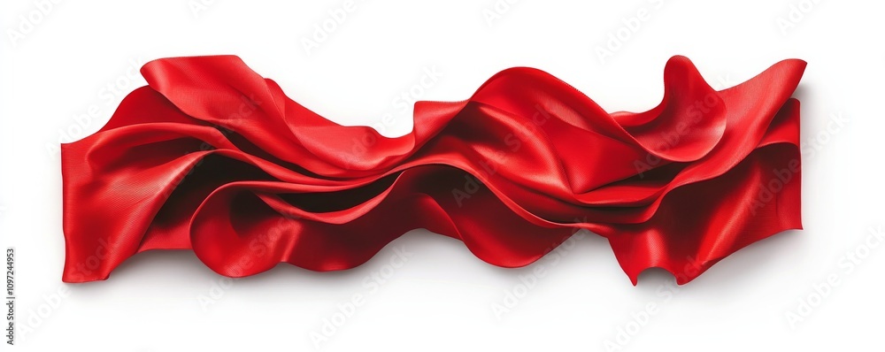 Elegant red fabric waves: exploring smooth