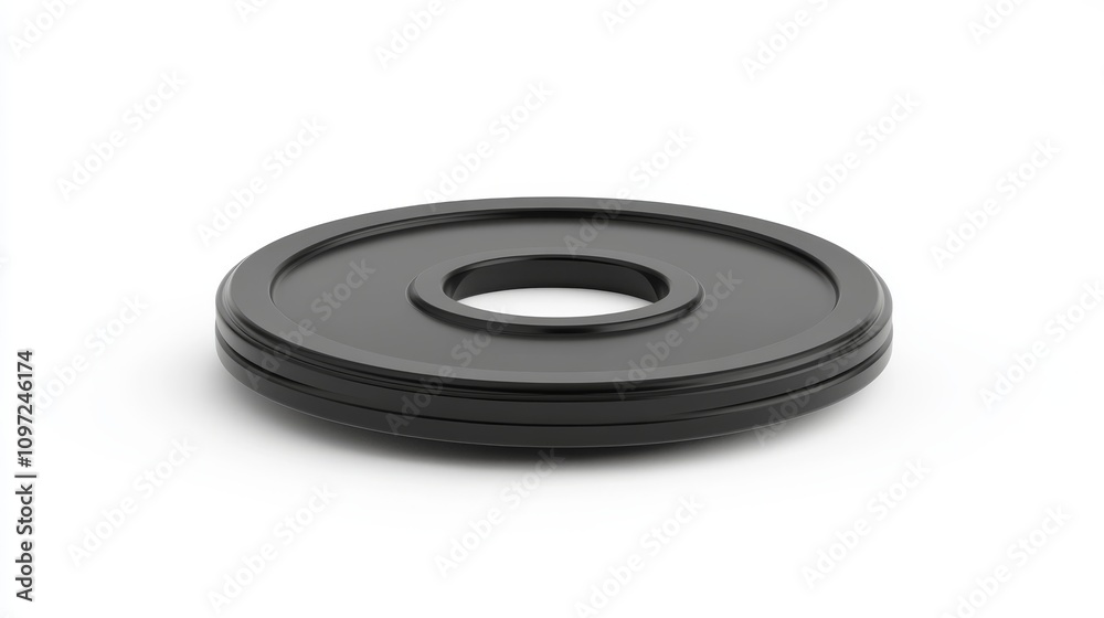Black weight plate isolated on white background, perfect for fitness Black weight plate isolated on white background, perfect for fitness