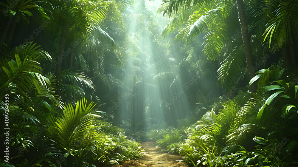 Lush Tropical Jungle 3D Background