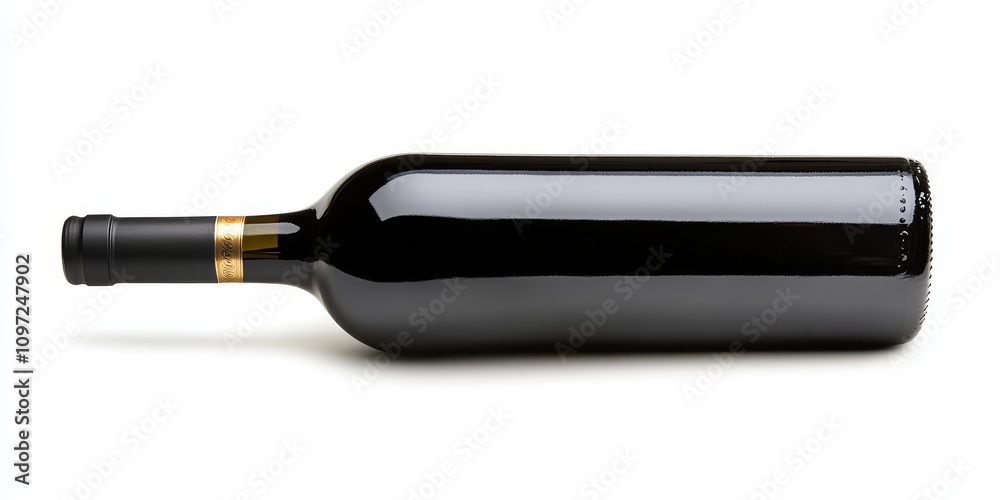 sleek black wine bottle isolated on white background, perfect for showcasing sleek black wine bottle isolated on white background, perfect for showcasing