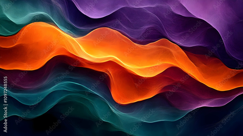 Abstract Wave Illustration: Teal, Orange, Purple Hues Abstract Wave Illustration: Teal, Orange, Purple Hues