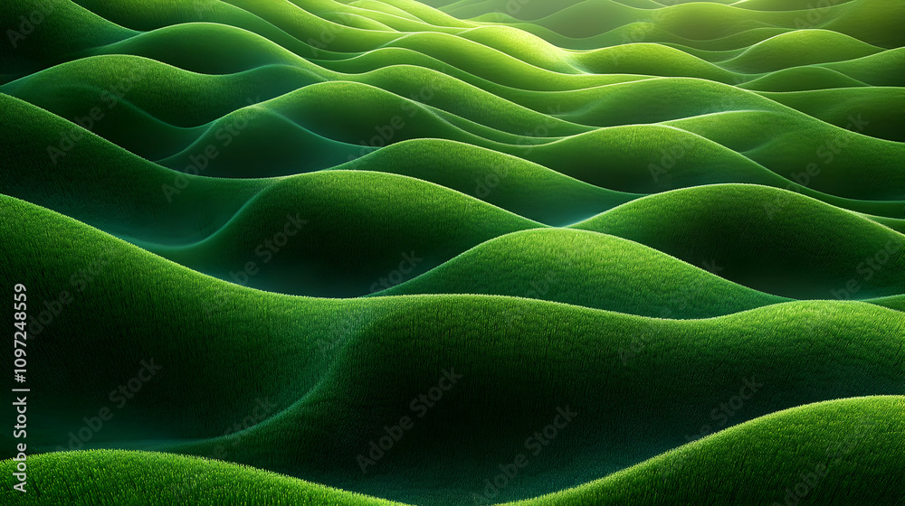 3D Green Hills Landscape Illustration 3D Green Hills Landscape Illustration