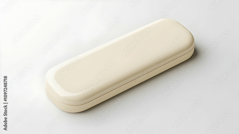 Creamy beige rectangular case isolated on white background.