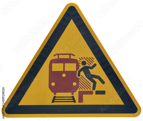 caution sign at the platform of a train station