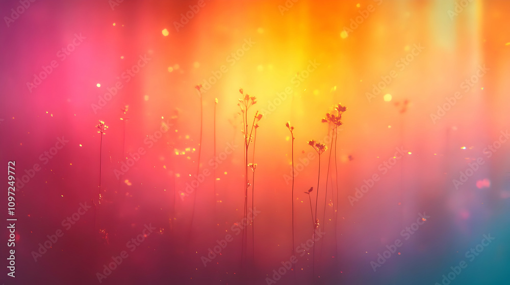 Vibrant Sunset Grass Abstract Background Image