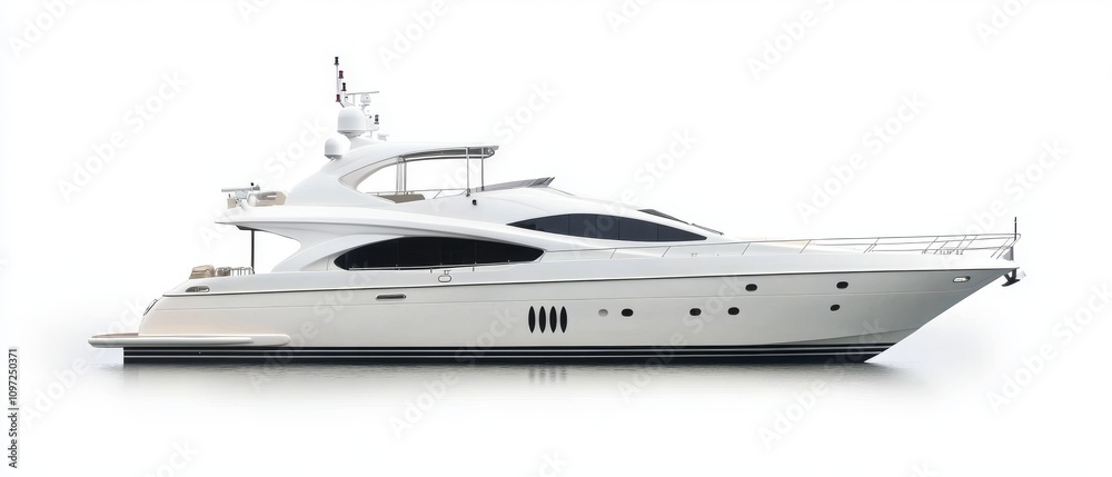 Luxurious yacht isolated on white background, showcasing elegance and design Luxurious yacht isolated on white background, showcasing elegance and design