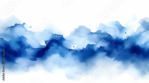 Abstract Watercolor Blue Landscape Background