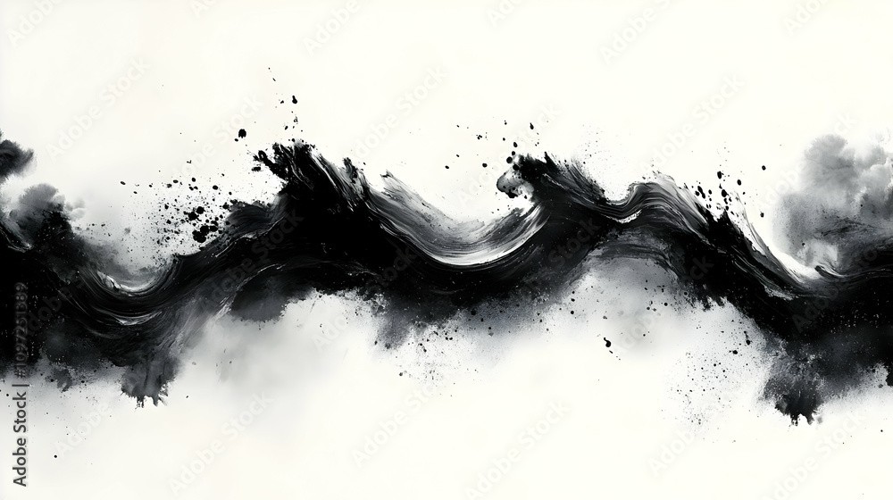 Abstract Black Ink Wave Illustration Abstract Black Ink Wave Illustration