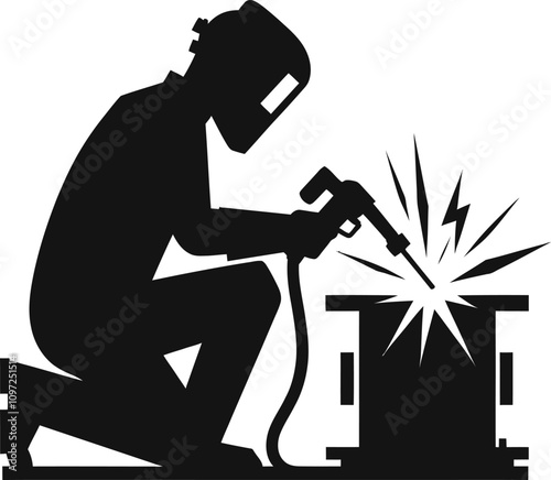 Welding Flat Icon – Industrial and Metalworking Symbol