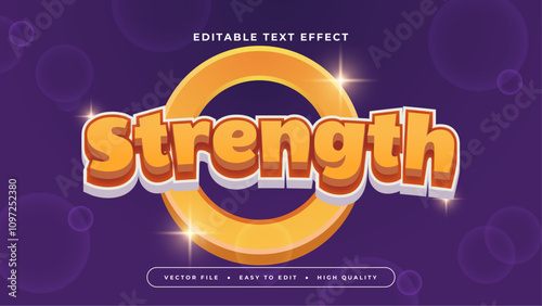 Yellow White and Purple Violet Strenght 3d Editable Text Effect - Font Style