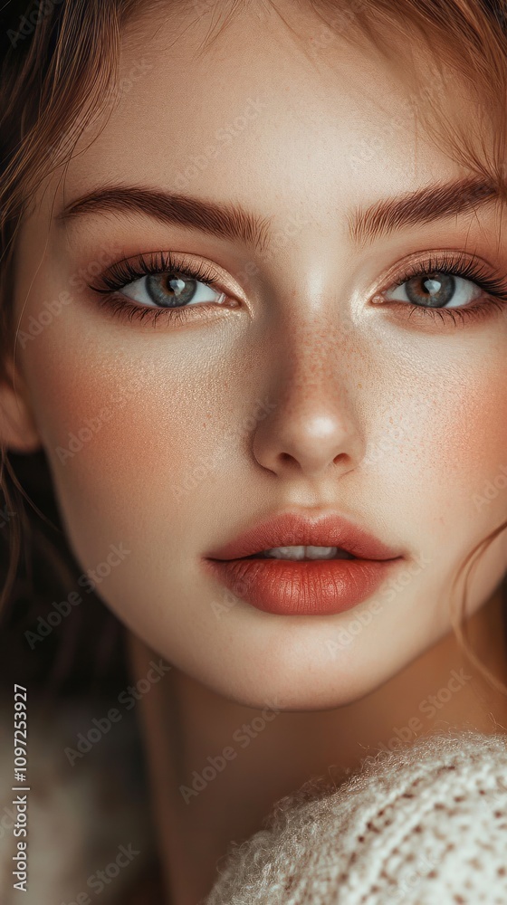 Fototapeta premium beautiful young woman wearing professional makeup