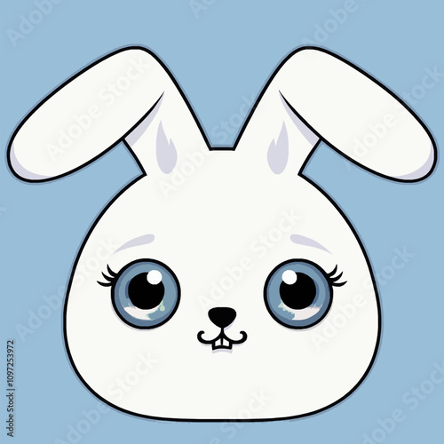 Charming Cartoon Bunny with Big Blue Eyes and Cute Features