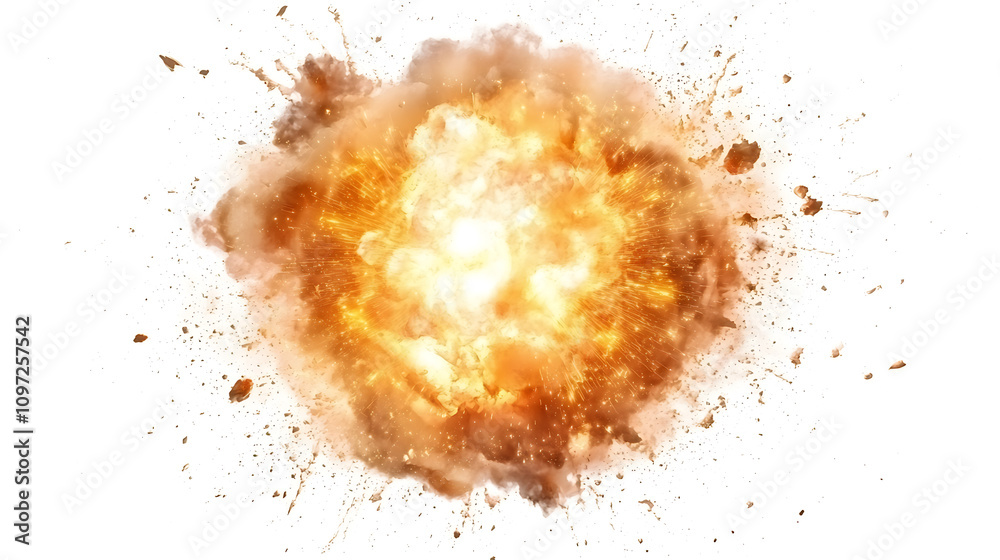 glowing fireball explosion with bright flames and debris flying. This dynamic image captures intense energy and power of explosion, creating dramatic visual impact glowing fireball explosion with bright flames and debris flying. This dynamic image captures intense energy and power of explosion, creating dramatic visual impact