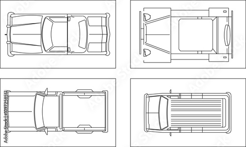 Vector sketch illustration silhouette design drawing detail of simple private car vehicle top view