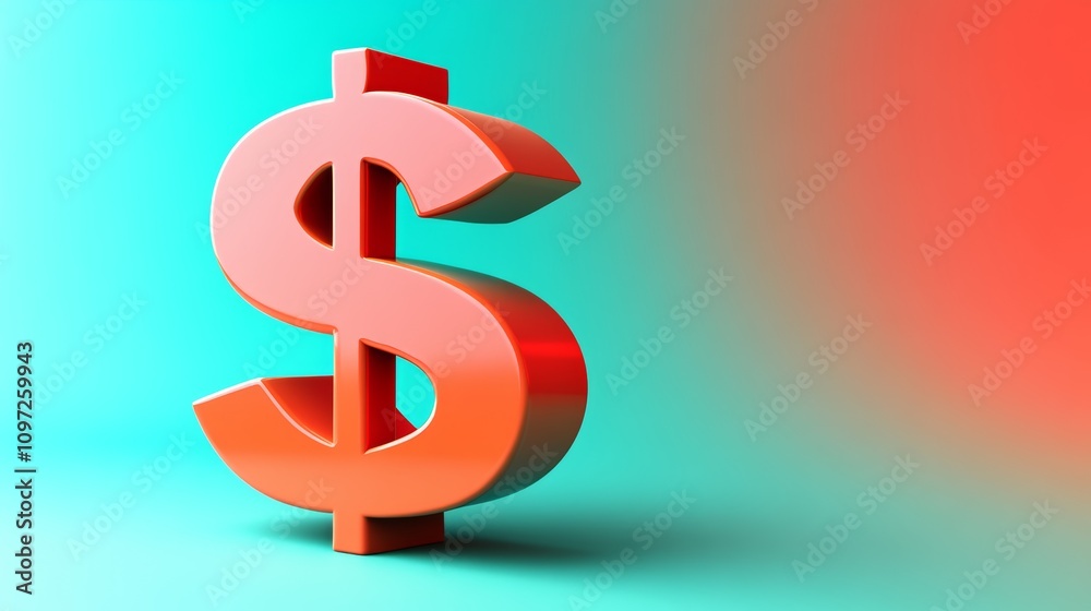 3D red dollar sign on a blue and red gradient background. 3D red dollar sign on a blue and red gradient background.